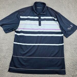 Nike Golf Dri-FIT The Legend Striped Polo‎ Shirt Mens Large Blue Purple